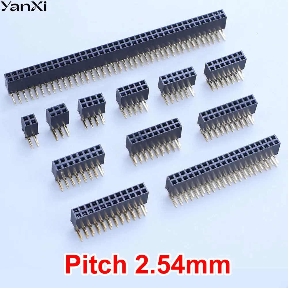 YanXi 2.54mm Pitch Strip Connector Socket 2*2/3/4/5/6/8/20/40 Pin Double Row Right Angle Female Pin Header2x3P/4P/6P/8P/20P/40P
