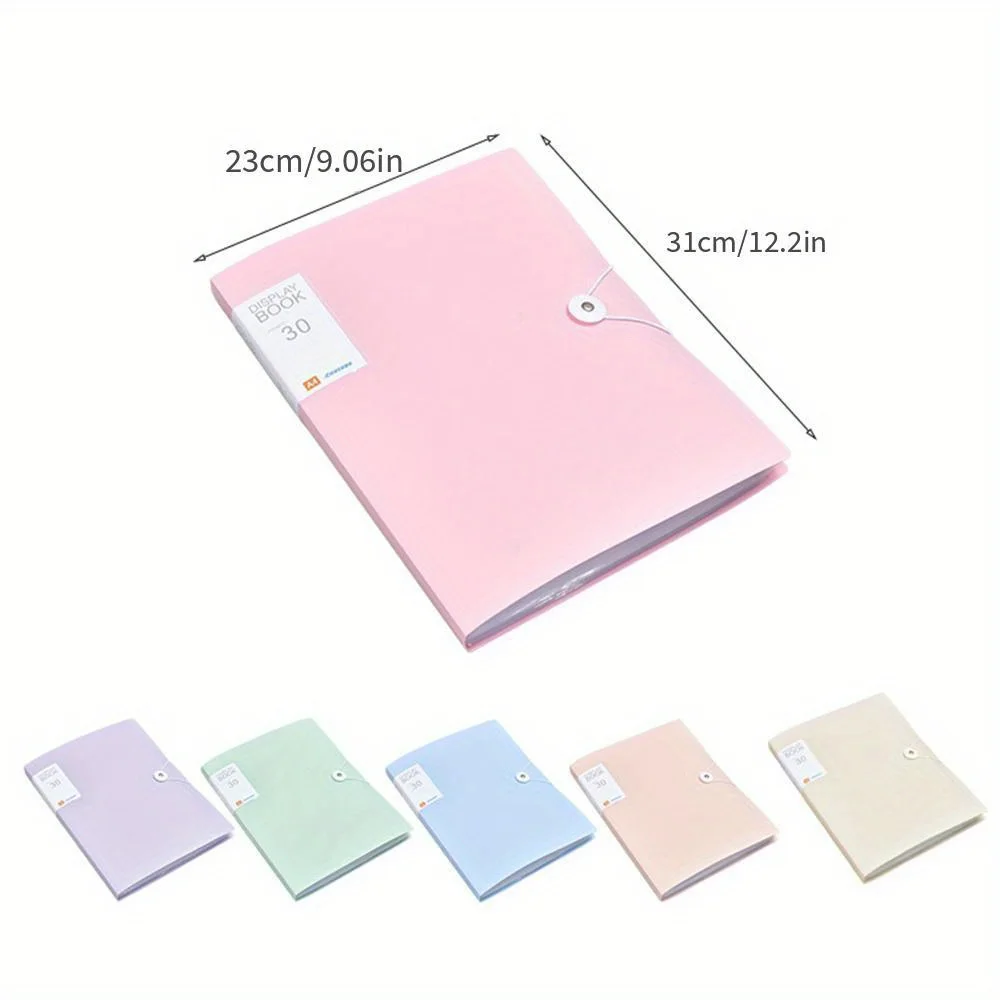 30 Pages A4 File Bag Transparent Binder File Folder Storage Student Test Paper Classification Organization School Supplies