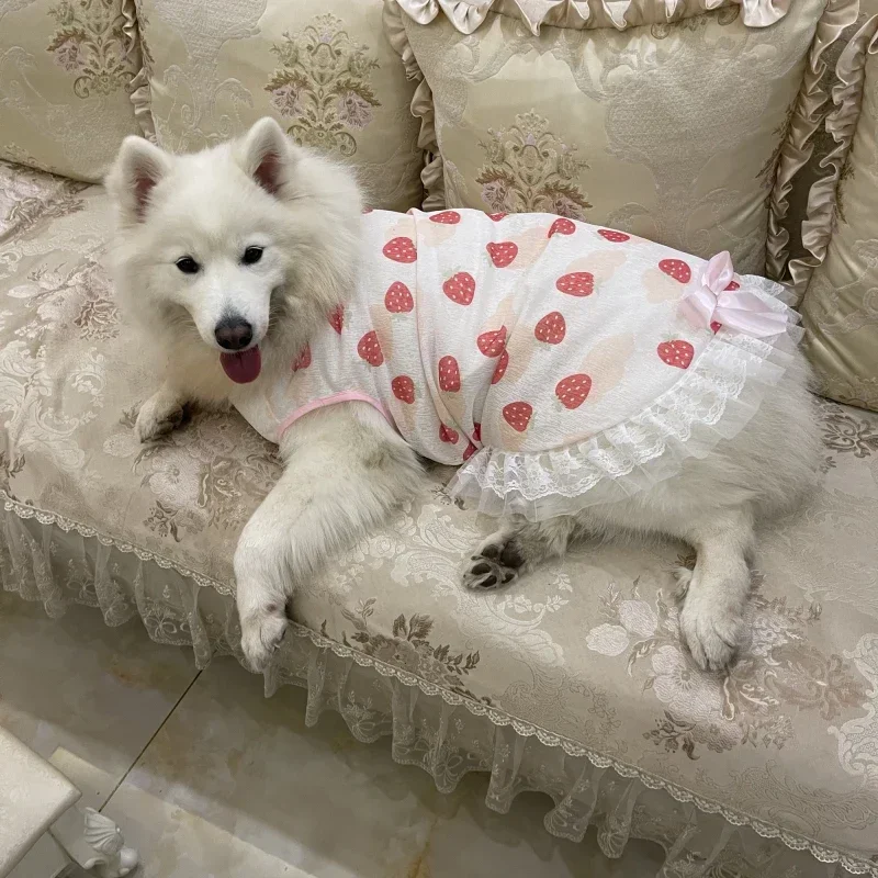 Big Pet Dog Clothes Summer Large Dog Dress Skirt Corgi Shiba Inu Samoyed Husky Labrador Golden Retriever Dog Costume Apparel