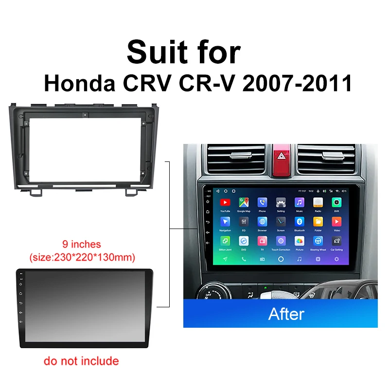 Voor Honda Crv CR-V 2007 2011 Android Autoradio Installatie Fascia Frame Multimedia Speler Paneel Dash Mount Kit