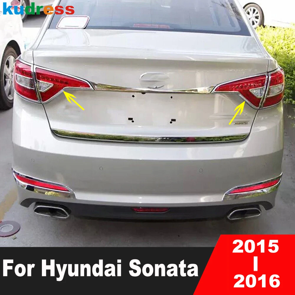 

For Hyundai Sonata 2015 2016 ABS Chrome Car Rear Light Lamp Cover Trim Tail Lights Taillight Frame Trims Accessories