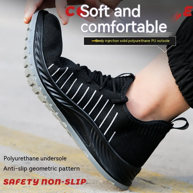 Anti-stab Safety Shoes Men Steel Toe Shoes Puncture Proof Breathable Work Safety Boots ManConstruction Work Shoes Male Sneakers