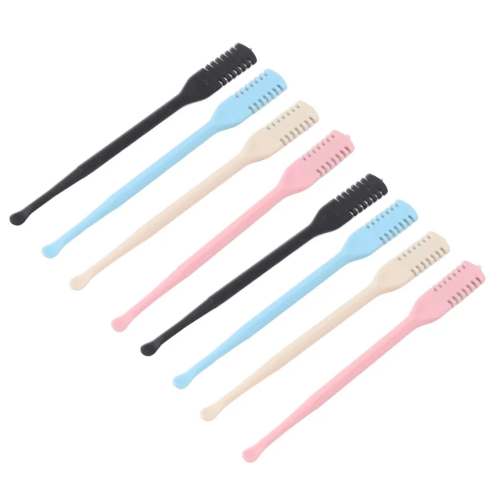 8pcs Plastic Stainless Steel Manual Nose Hair Trimmer Black Blue Yellow Pink Lightweight Nose Hair Remover Dual Headed