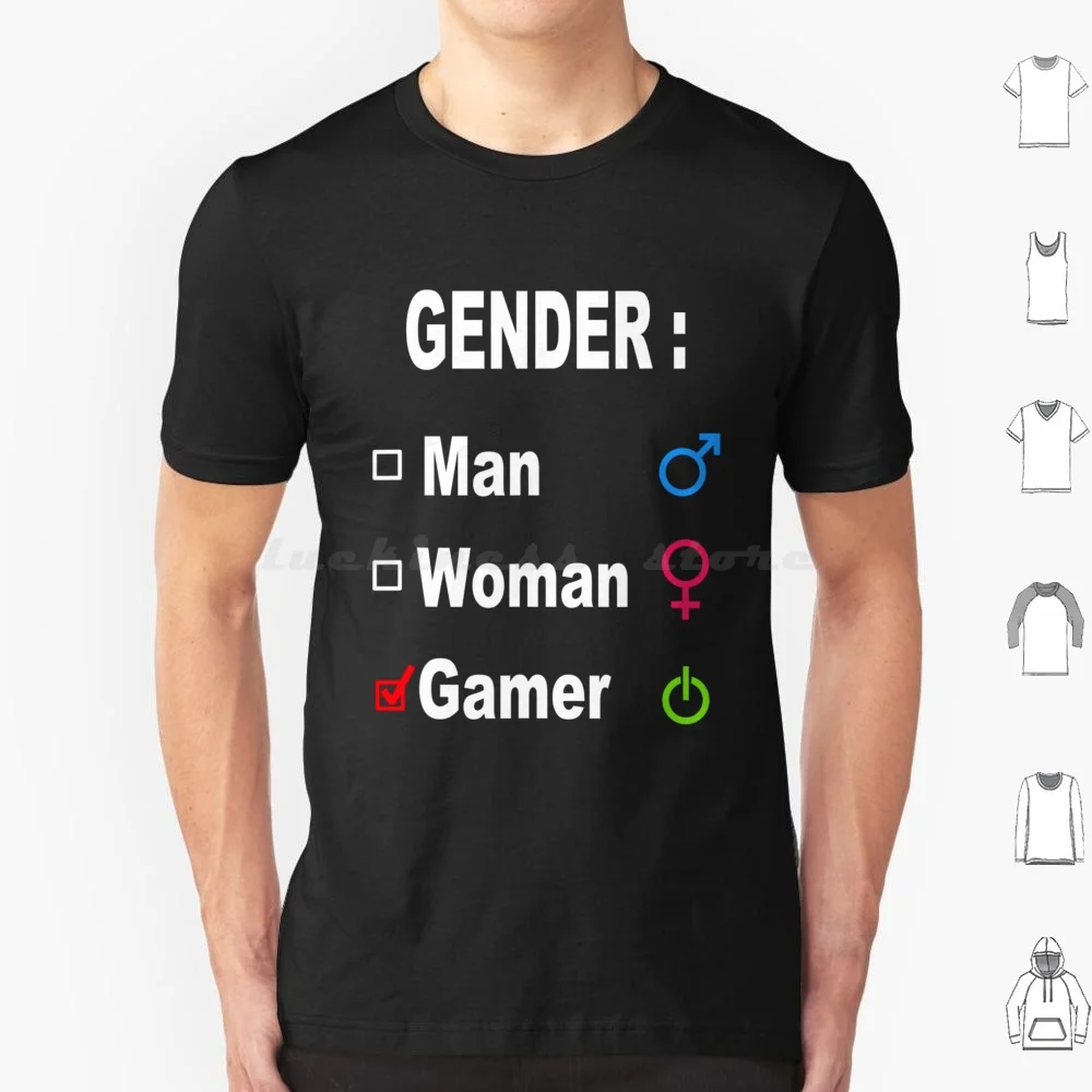 Women Funny Questionnaire Gender Man Gamer Vintage T Shirt Big Size 100% Cotton Gender Man Gamer Video Gamers Vintage Funny