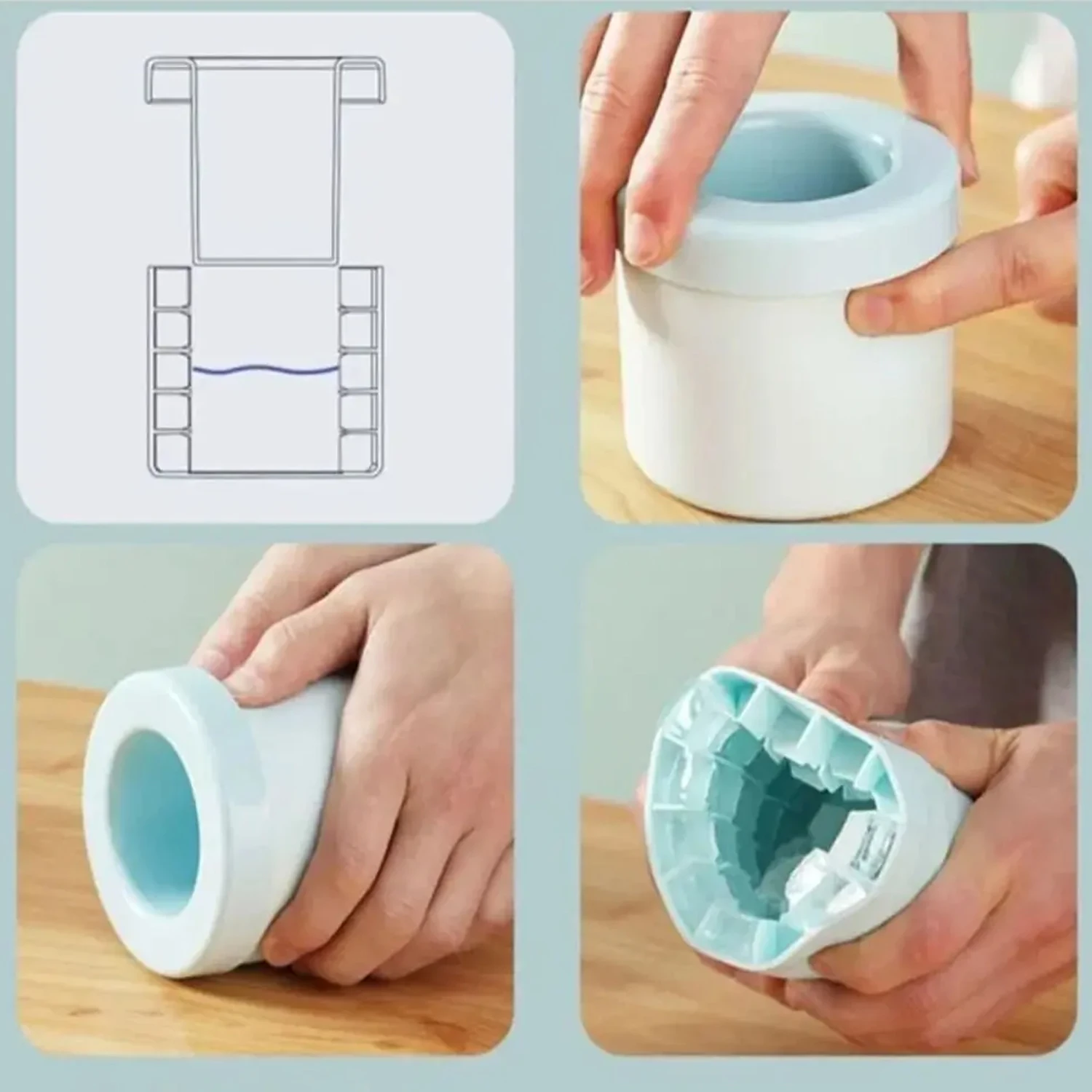 Molde de cubo de gelo de silicone redondo balde de gelo verão caseiro diy geladeira congelar fabricante de gelo criativo molde d view 5
