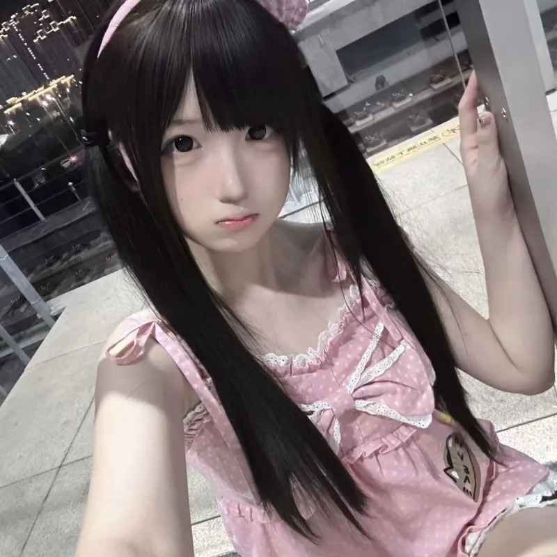 Japanese Y2K Subculture Kawaii Cartoon Print Tank Top Pink Polka Dot Bow Design Halter Vest Women's Harajuku Sweet Cute Clothing