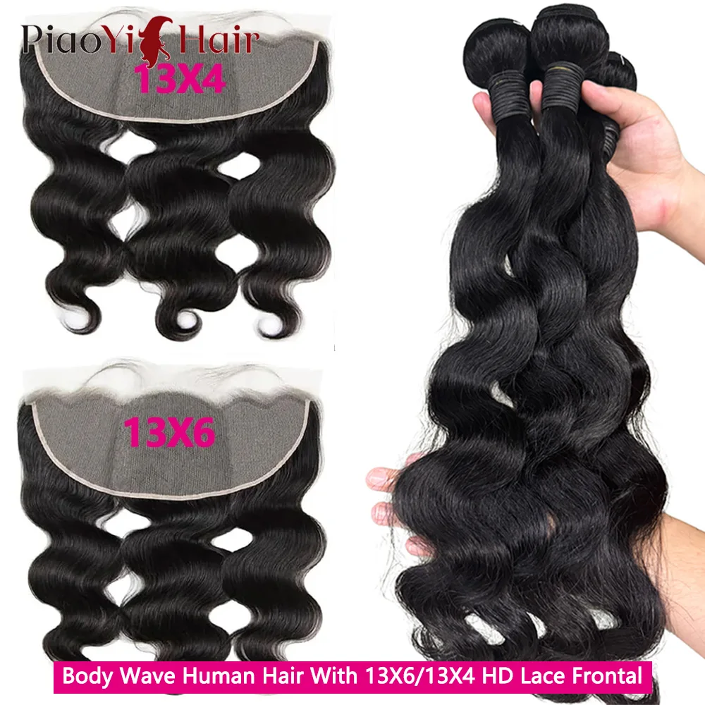 13X6 HD Lace Frontal With Body Wave Human Hair Bundles Human Hair With Closure 100% Raw Human Hair Bundles With 13X4 Frontal Closure Human Hair Extensions Top Quality 3-5 Working Days To US