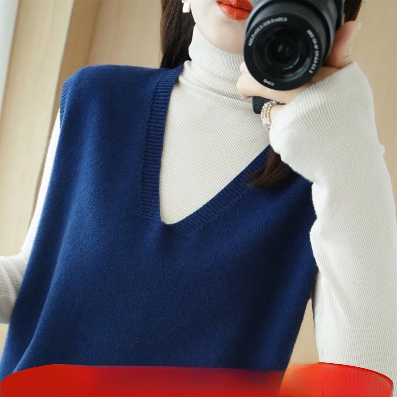 

Early Autumn Camere Vest New V-ne Knitwear Women Loose Svel oulder Loose Inner And Outer Wear