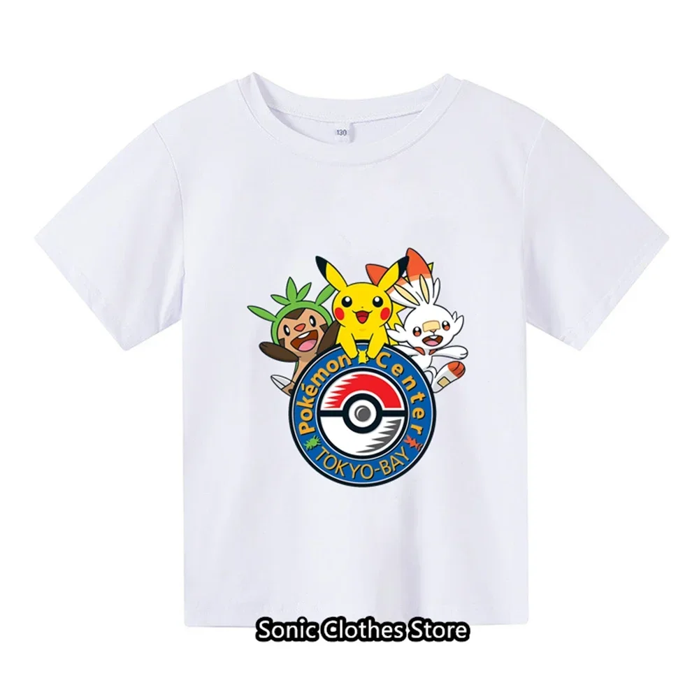 2024 Summer 3-14 Children\'s Pocket Monster Fashion Clothing Boys Short sleeved Pikachu T-shirts Girls Fashion T-shirts