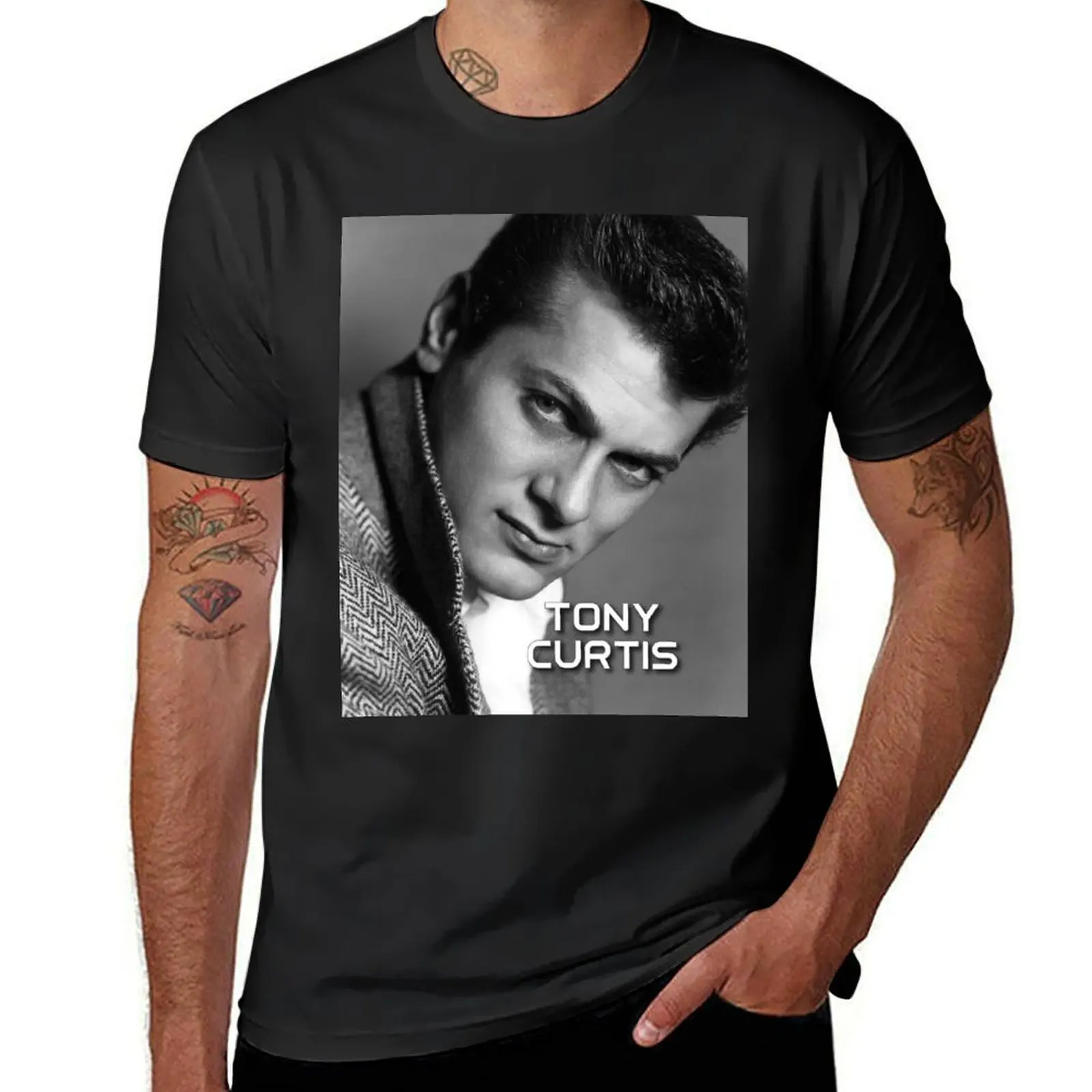 

Футболка Tony Curtis, роскошная мужская футболка с короткими рукавами, винтажные быстросохнущие мужские футболки для больших и высоких людей