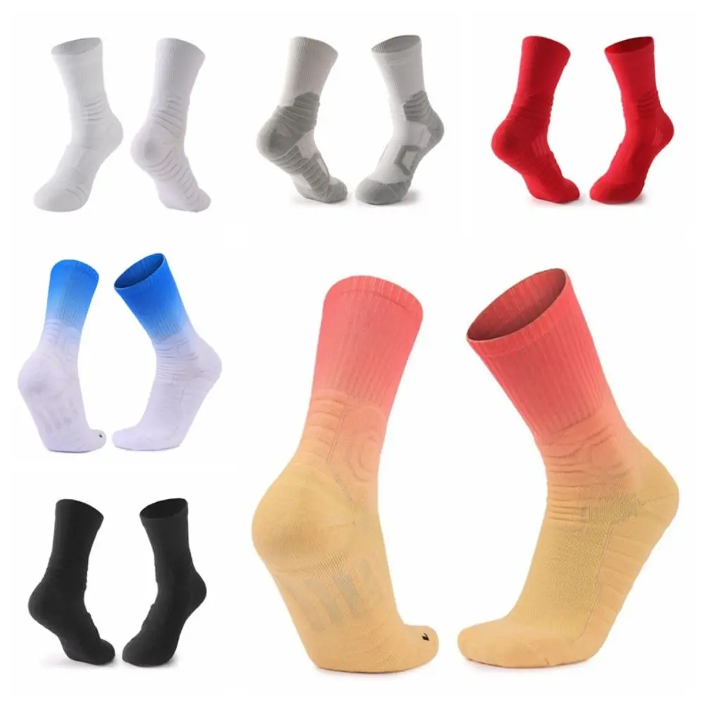 

1 Pair of Towel Bottom Basketball Socks Anti Slip Thickened Soccer Socks Mid Length Breathable Baseball Socks Running