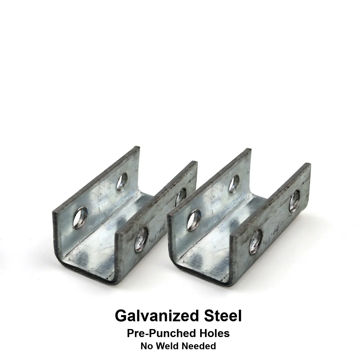 U Channel Angle Bracket Aluminum Alloy Galvanized Square Tube Connector No Weld Fixing Clip Inner Sleeve C-Clamp with Holes