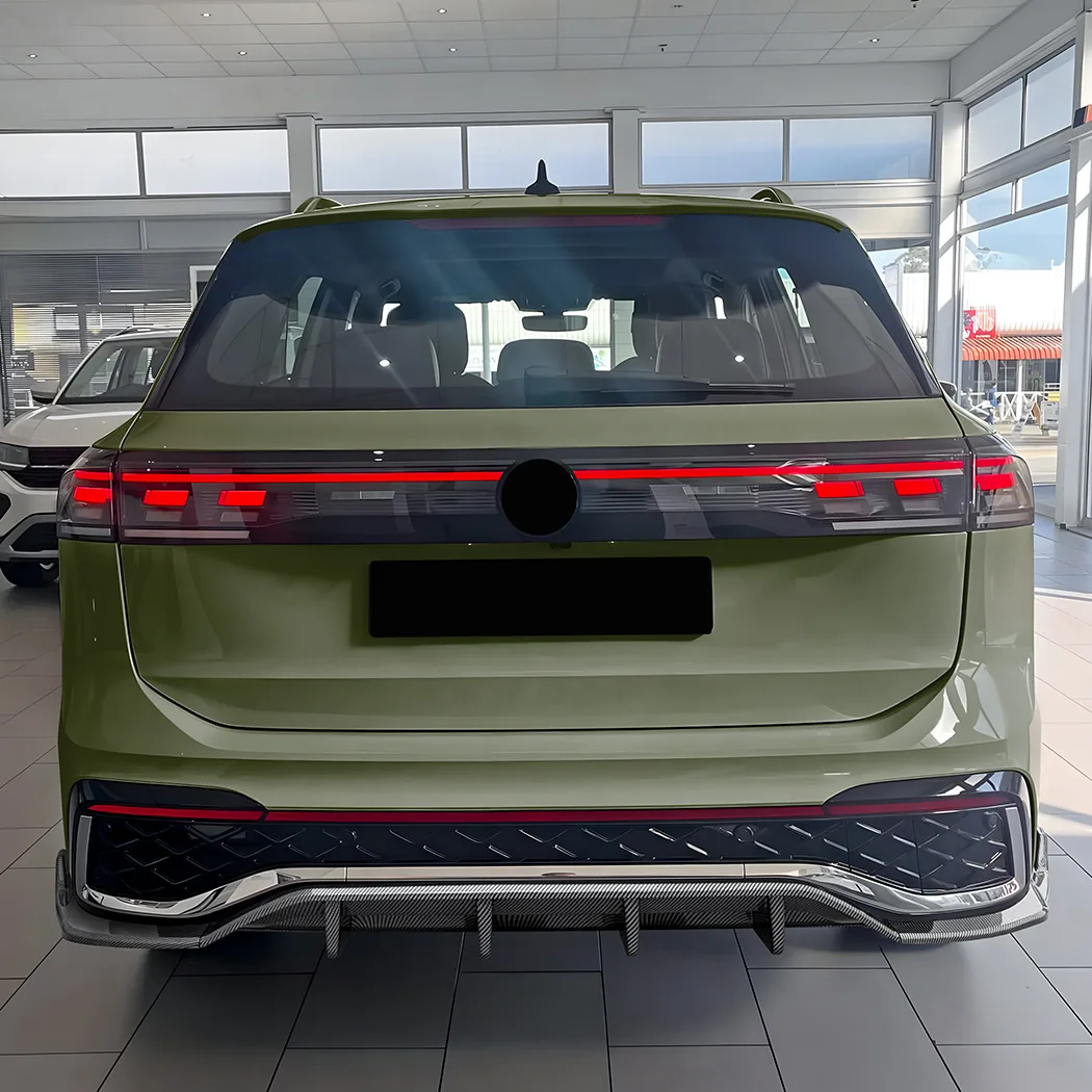 For Vw Volkswagen Tiguan MK3 Rline 24+ High Quality ABS Rear Bumper Lip Spoiler Glossy Black Carbon Fiber Look Body Kit