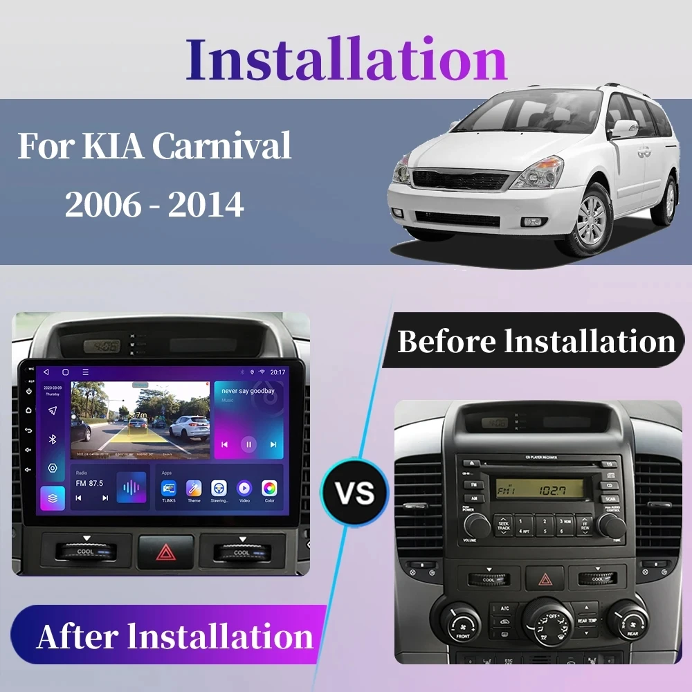 Android 13 Car For Kia Carnival VQ 2006 2007 2008 2009 2010 2011 2012 2014 Radio Stereo Multimedia Player Unit Navigation 5G GPS