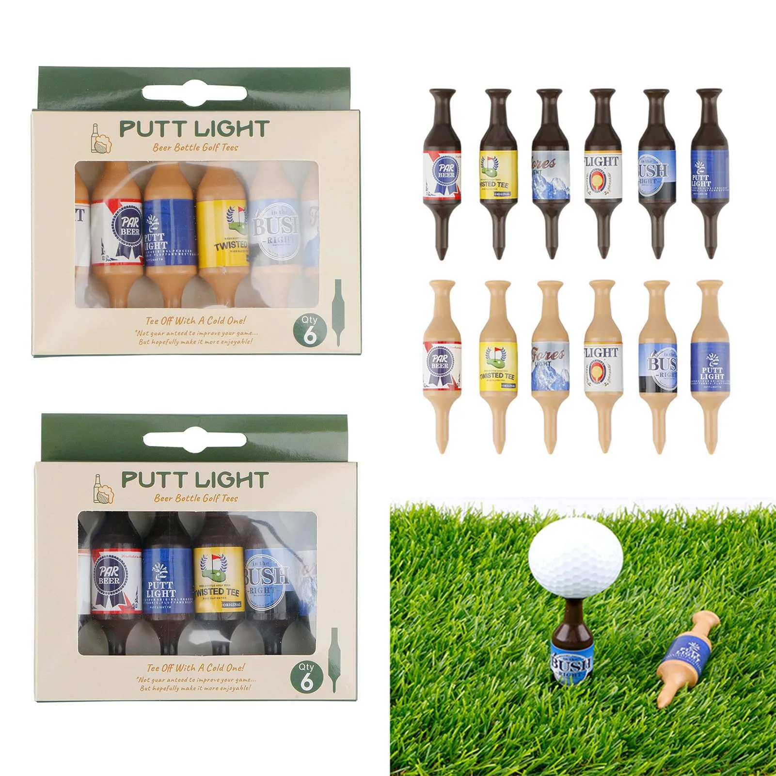6 Piezas Soporte para Botellas de Cerveza con Diseño Novedoso de Golf, Soporte Irrompible para Pelotas de Golf, Excelente Regalo para Amantes del Golf en Cumpleaños
