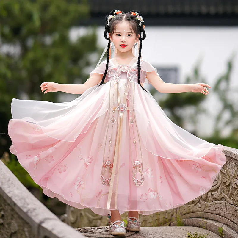 

Hanfu girls' princess skirt 2022 new children's clothing children's Chinese style Tang style little girls' summer dress