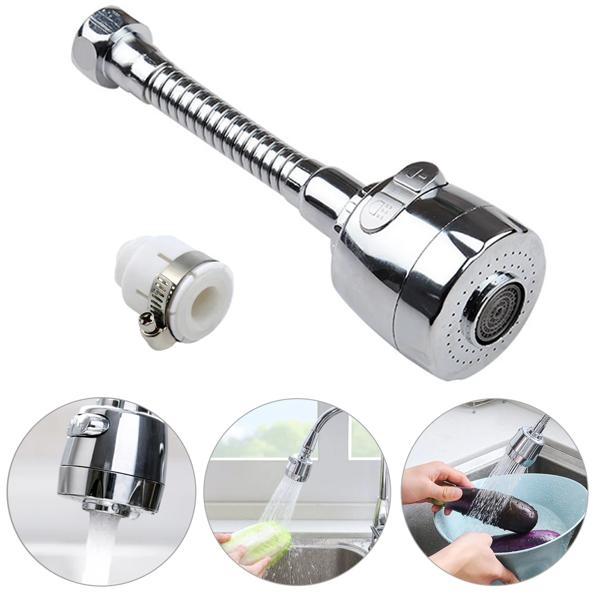 

1 Pcs 2 Mode Faucet Extender 360Degree Rotatable Faucet Nozzle Adapter Home Water Saving Bubbler Kitchen Faucet Accessories