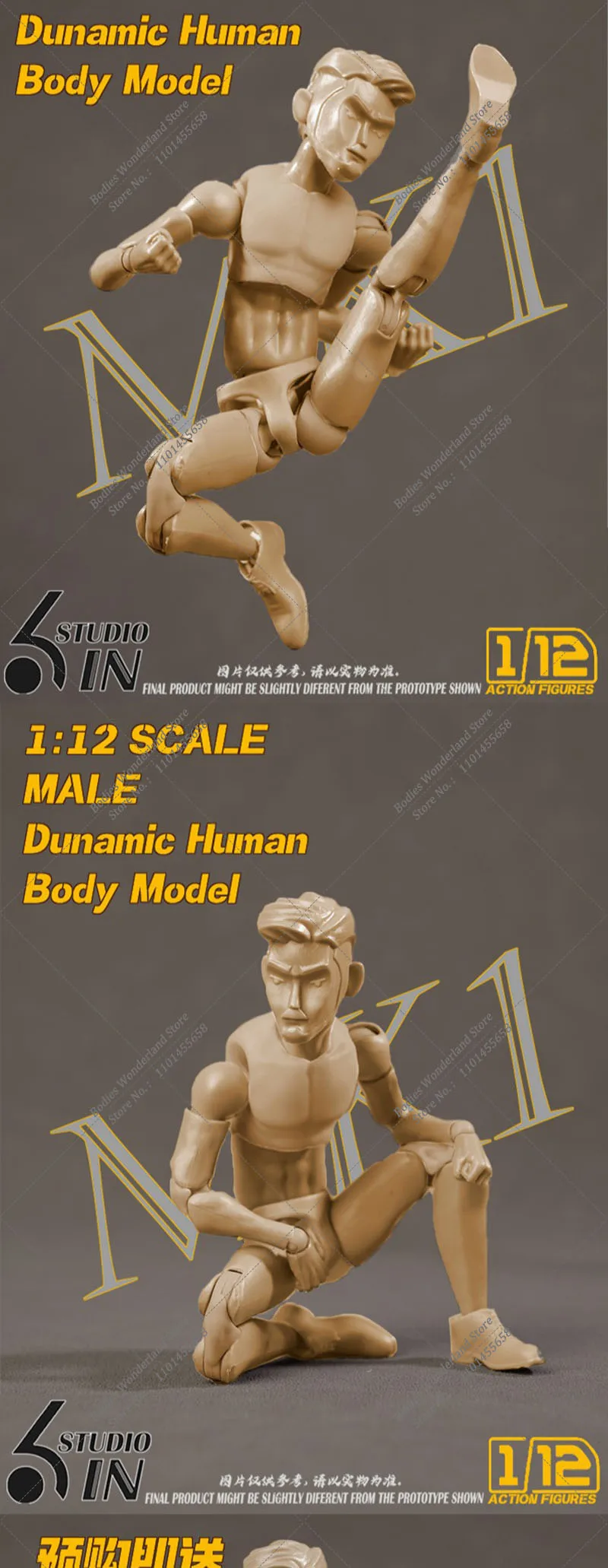 In Stock 6in Studio 1/12 Scale Super Flexible Male Body with Replaceable Legs Shoes Model For  6" Action Figure Hobby Collection