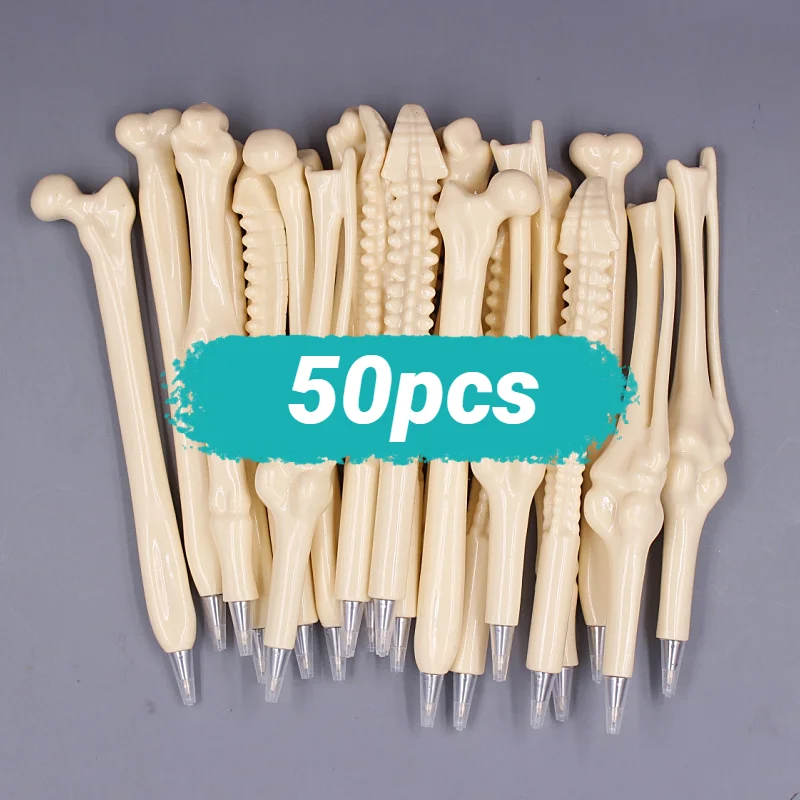 

50 Pcs Ballpoint Pen Bone Shape Novelty Pen Writing Supplies School Office Stationery studend gift Blue black Refill