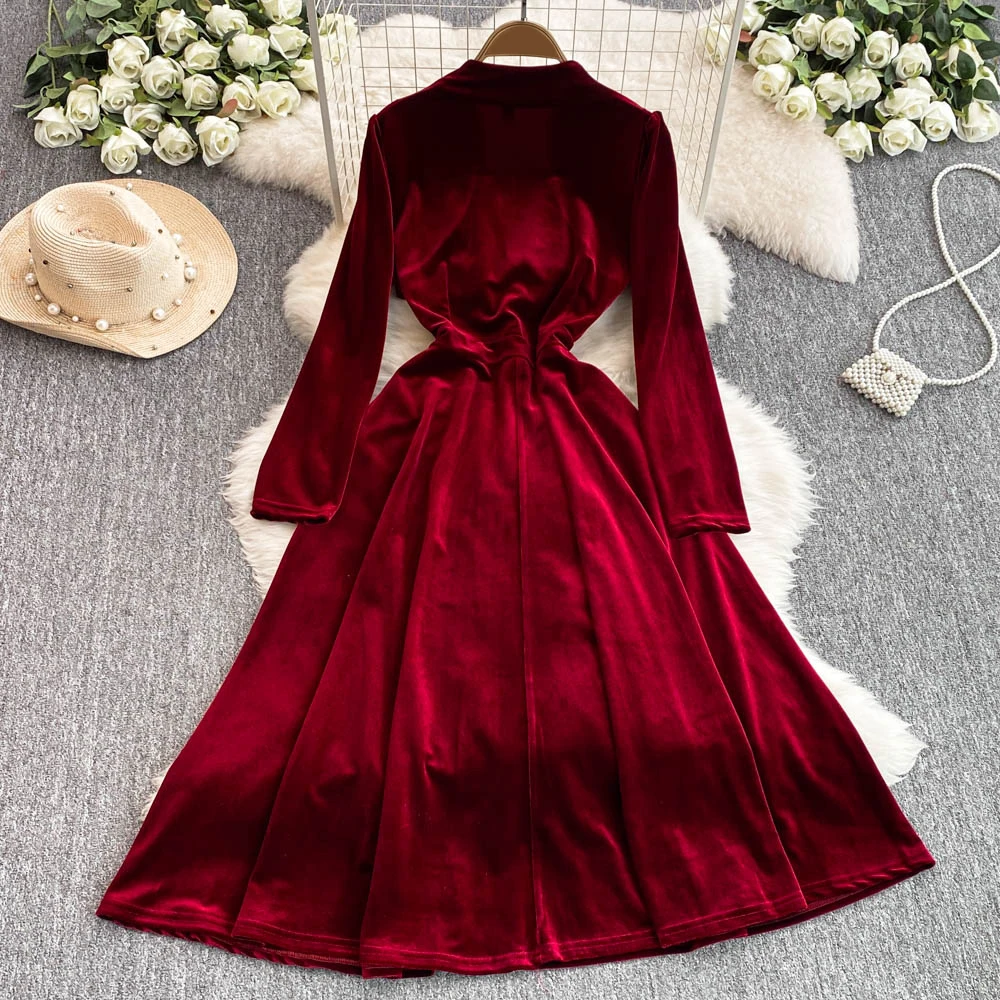 TWOTWINSTYLE Spliced Diamonds Slim Dresses For Women Square Collar Long Sleeve High Waist Evening Party Dress Female KDR522369