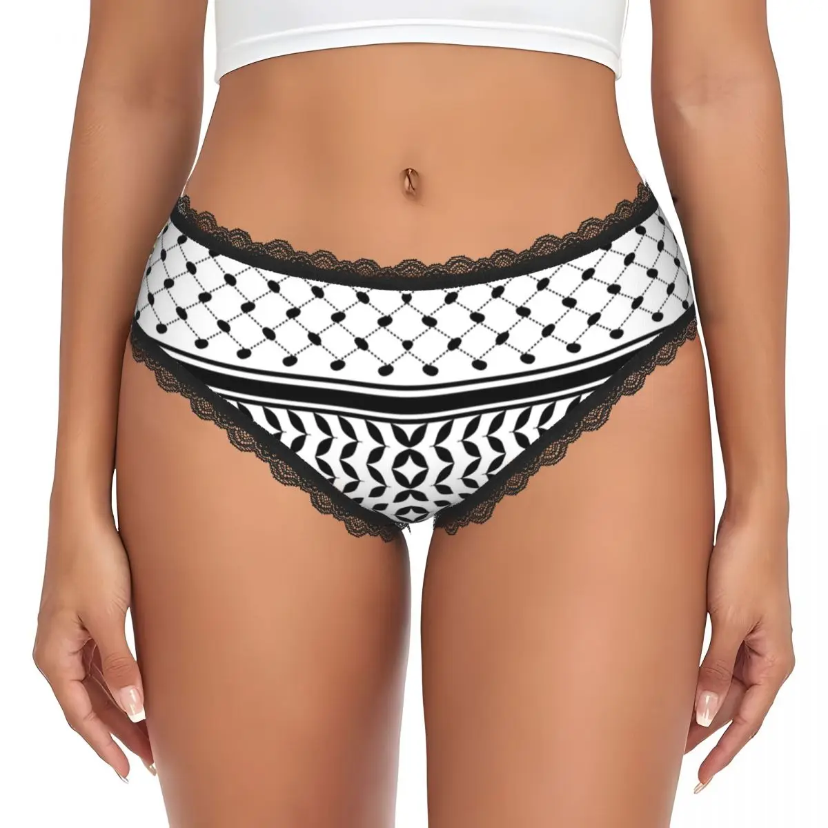 Custom Palestinian Kufiyeh Pattern II Panties Briefs Women's Comfort Briefs Underwear Breathable Female Underpants