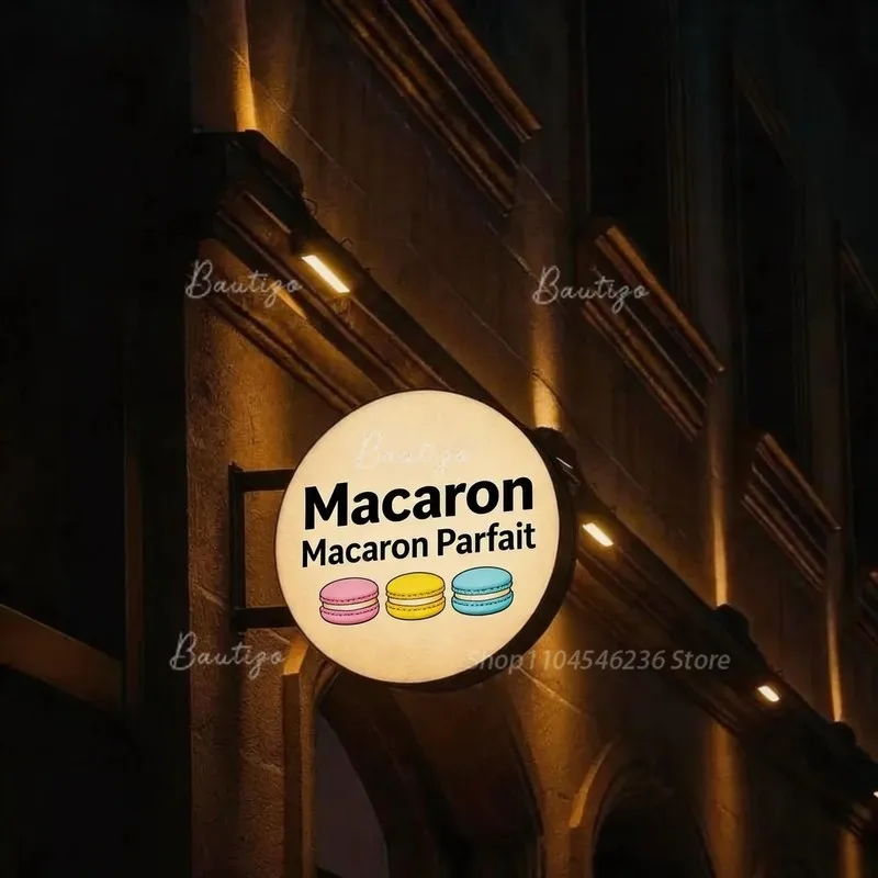 Custom Shape Double Sided Rotating Light Box, Macaron Waterproof Aluminum Frame Outdoor Round LED Advertising Display