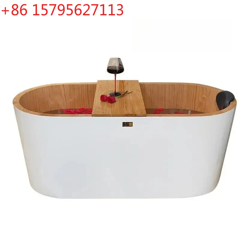 

Independent Japanese-style wooden bathtub bath wooden bucket small apartment family bed and breakfast double adult oval bathtub