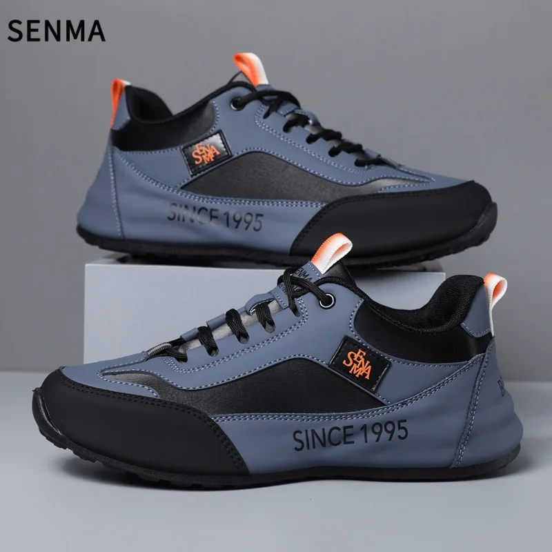 SENMA Men's Sport Shoes Luxury Casual Soft Bottom Shoes Comfortable Lace Up Flats Tennis Shoe Breathable Walking Jogging Shoe
