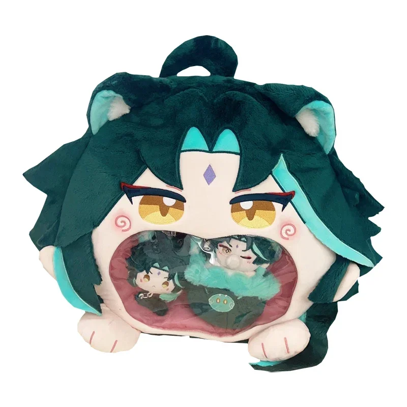 Anime Game Genshin Impact Cosplay Lolita Girls Itbag Xiao Kawaii Face Plush Stuffed Backpack Funny Bags Wallet Decor Gift Bag