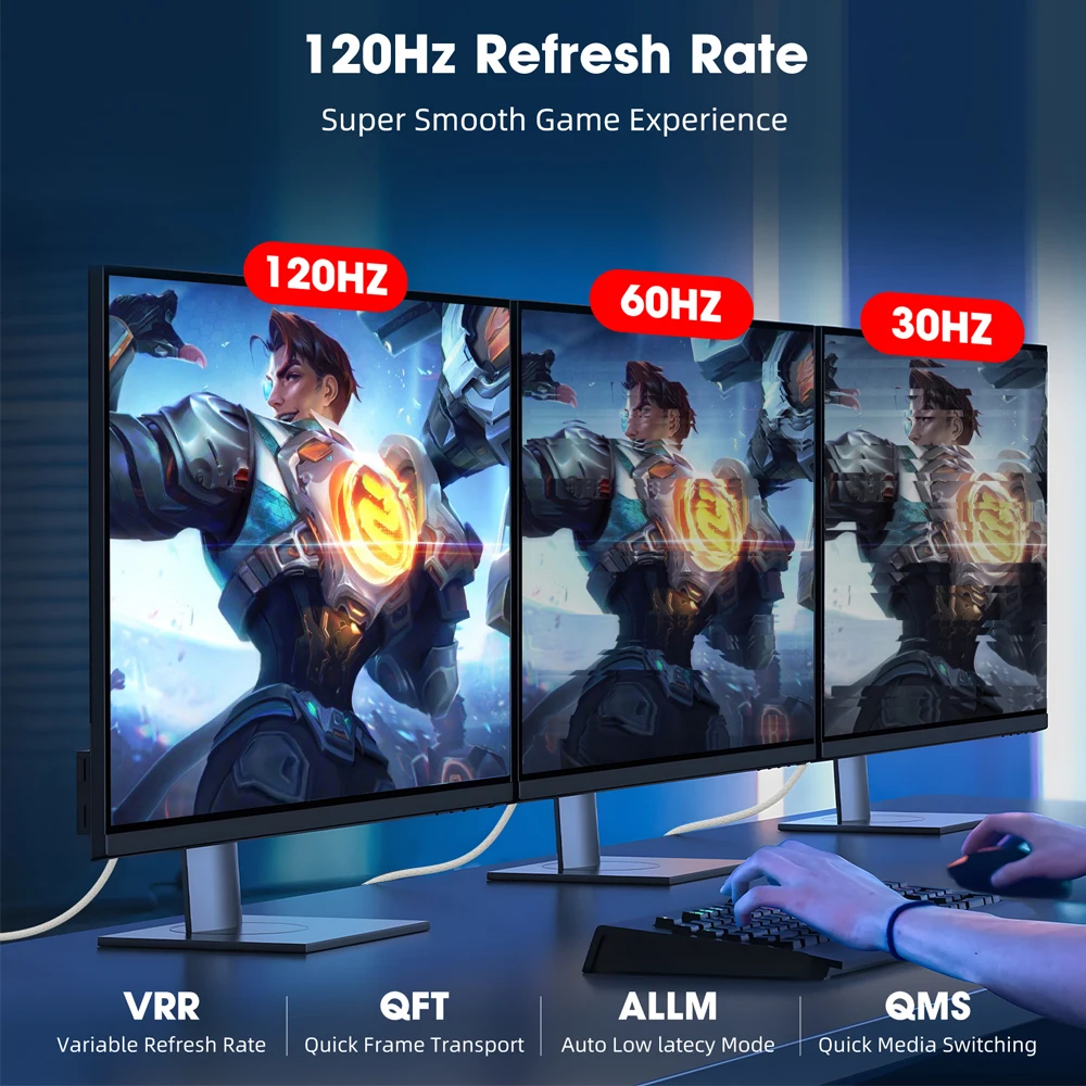 Cavo HDMI 2.1 8K/60Hz 4K/120Hz 48Gbps Cavo video ad altissima velocità Cavo di trasmissione dinamico HDR VRR per PS5 Proiettore TV PC