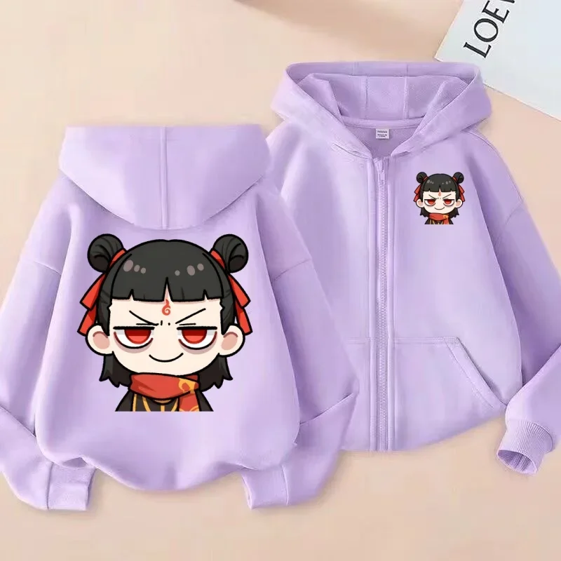 سترة بغطاء للرأس بسحاب للأطفال مطبوعة بشكل لطيف وممتع من Q-version للأولاد والبنات، بلوزة بغطاء للرأس بتصميم عصري ورائع #4