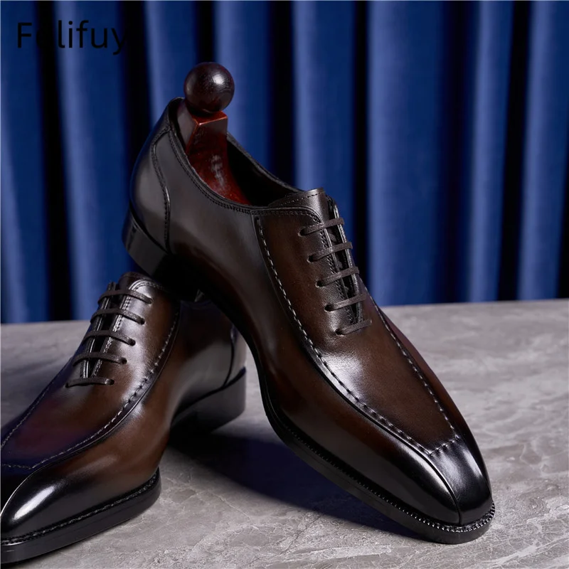 

Retro Mens Genuine Leather Oxfords Shoes Luxury Handmade British Style Comfortable Fashion Black Wedding Party Wedding Shoes Man