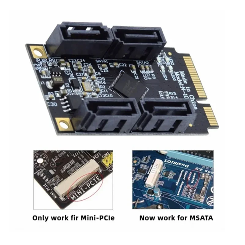 New--A+E PCI Express Mini PCI-E PCI Express Expansion Card PCI-E Adapter PCI-E To4 Ports SATA 3.0 ESATA PCIE SATA3 6Gbps