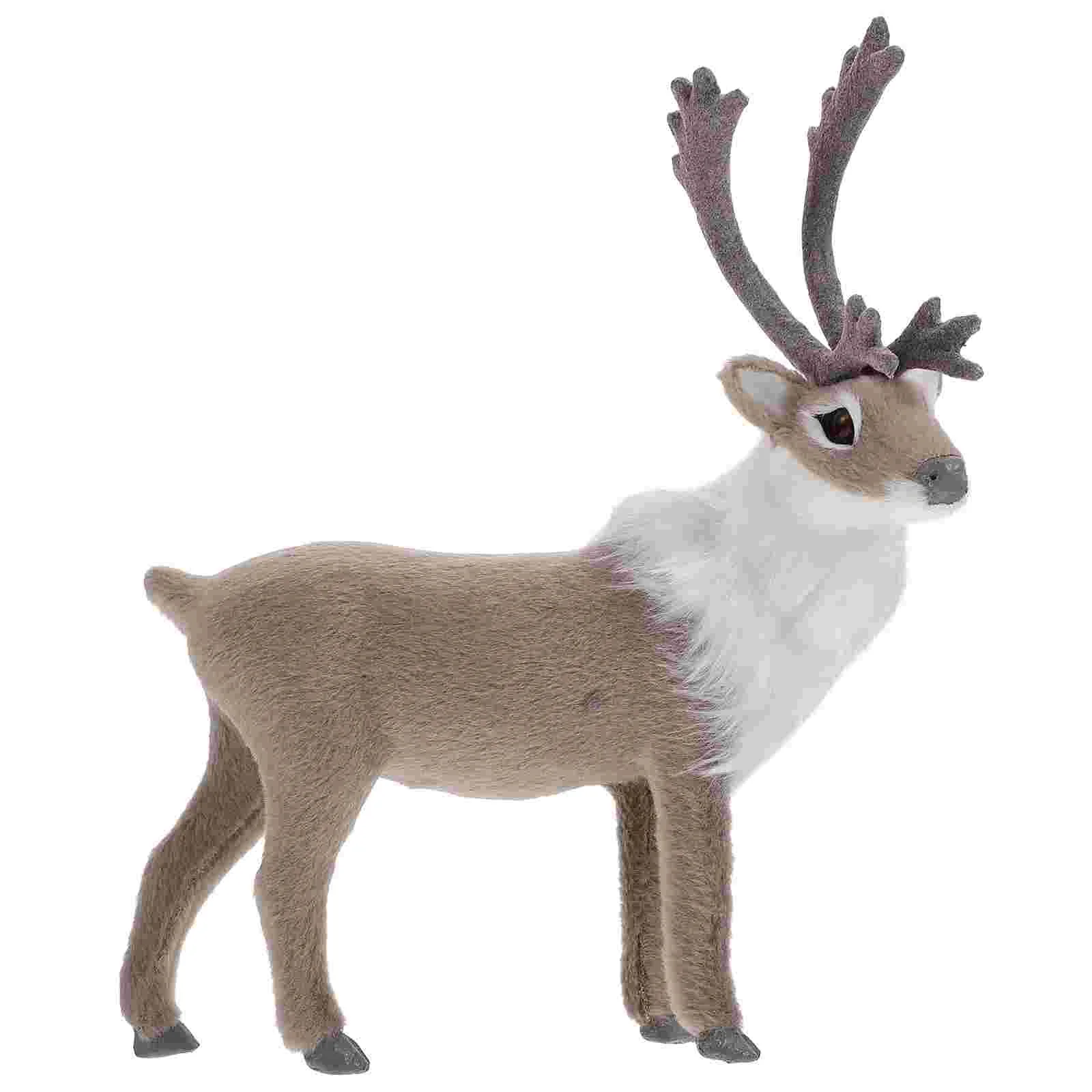 

20CM Grey Realistic Elk Statue Xmas nament Simulation Animal Models Home Decor Lifelike Photo Prop Elk Decorative Figurine