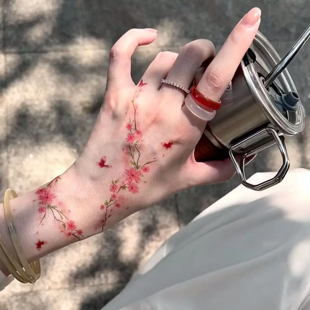 20 Pcs Trendy Flower Temporary Tattoos Butterfly Waterproof Arm Tattoo Temporary Glitter Tattoo Sticker Girls