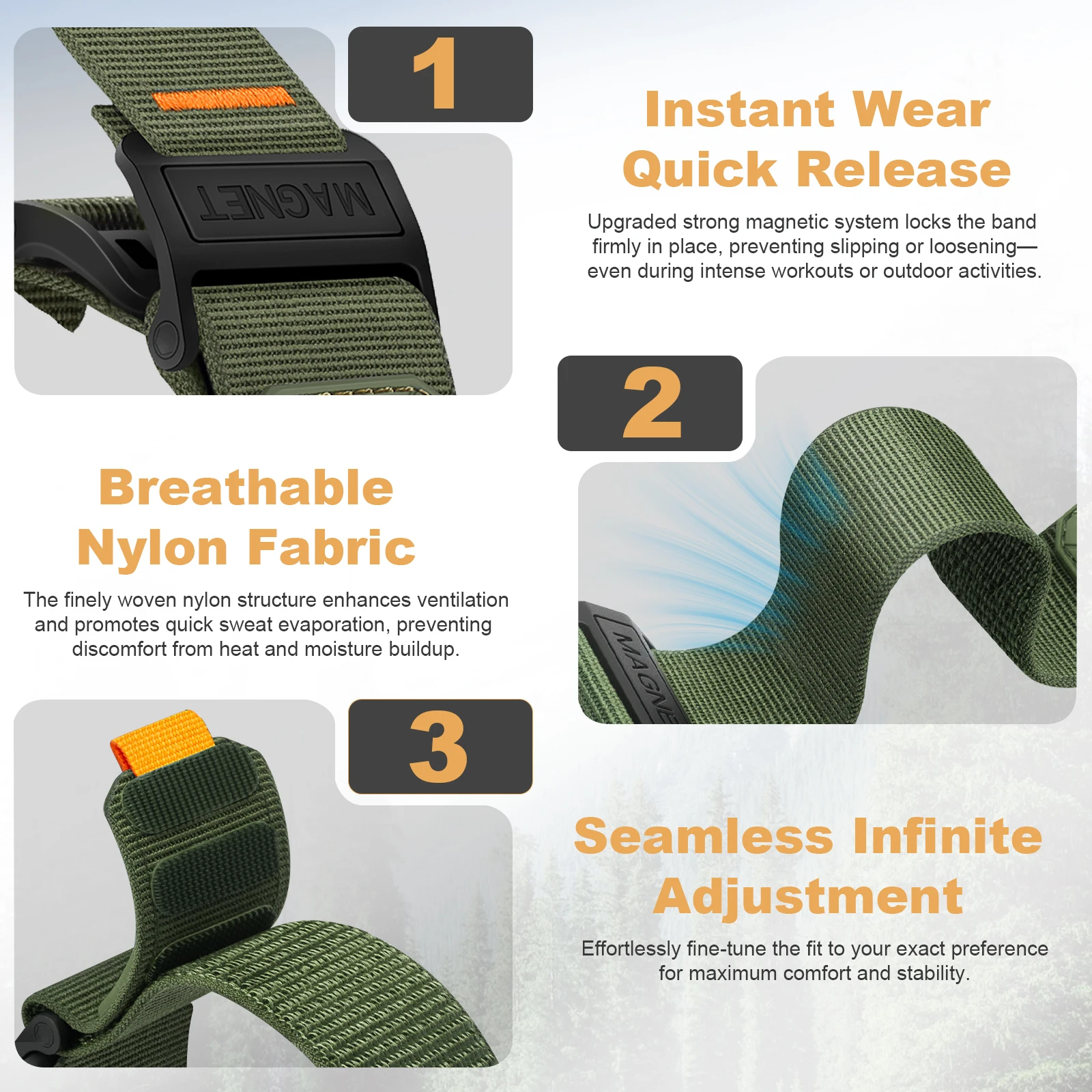 Nylon Loop Watch Straps for Garmin Instinct Watch 22mm Bands, Fenix 8 47mm/7 6 Pro/5Plus/Forerunner 965/945/Approach S62/Quatix7