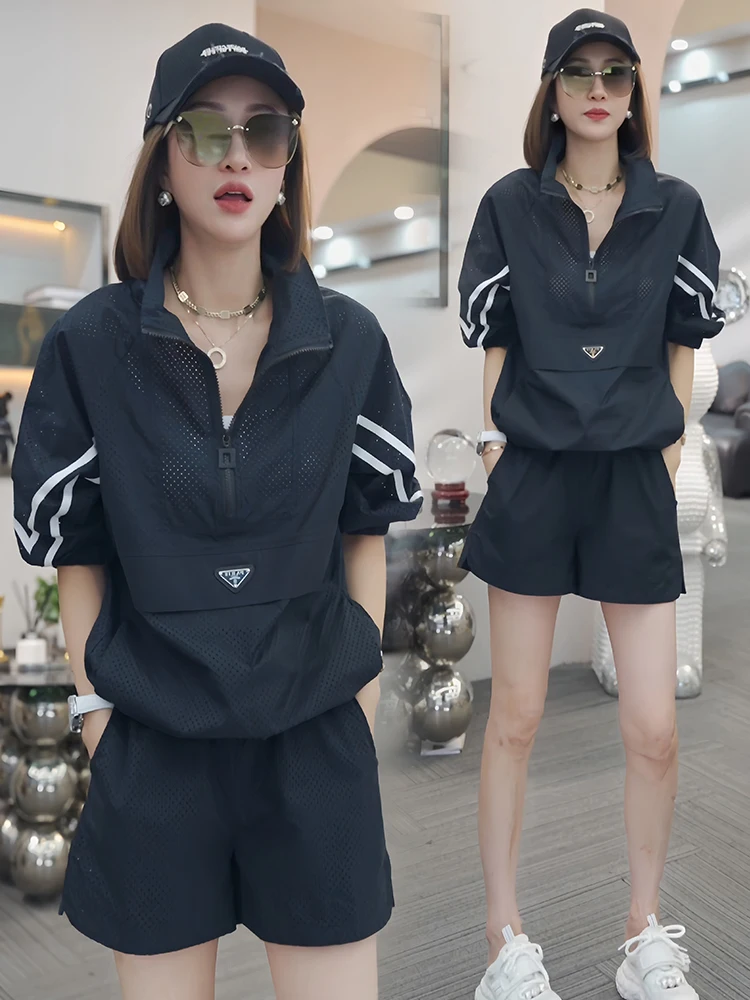 

Women's Casual Sportswear Set Summer 2026 Breathable Sun Protection Outerwear ort Pants Two-Piece Suit Faionable And Comf...