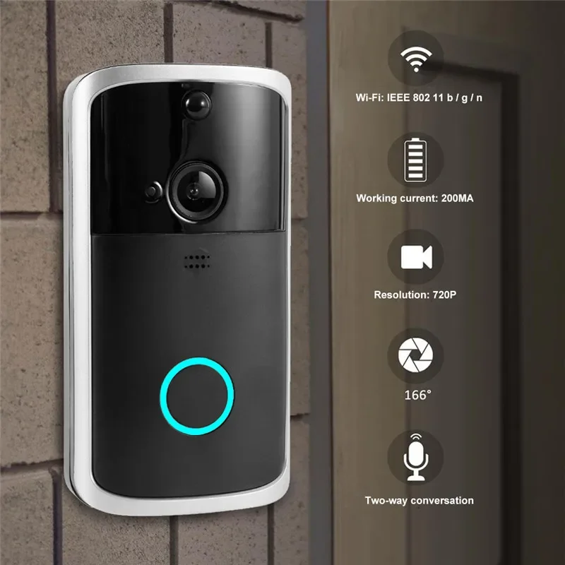 Smart Wireless WiFi Doorbell Video Camera Phone Bell Intercom Home Security M7 720P Safe Wireless WiFi Doorbell Camera for Home