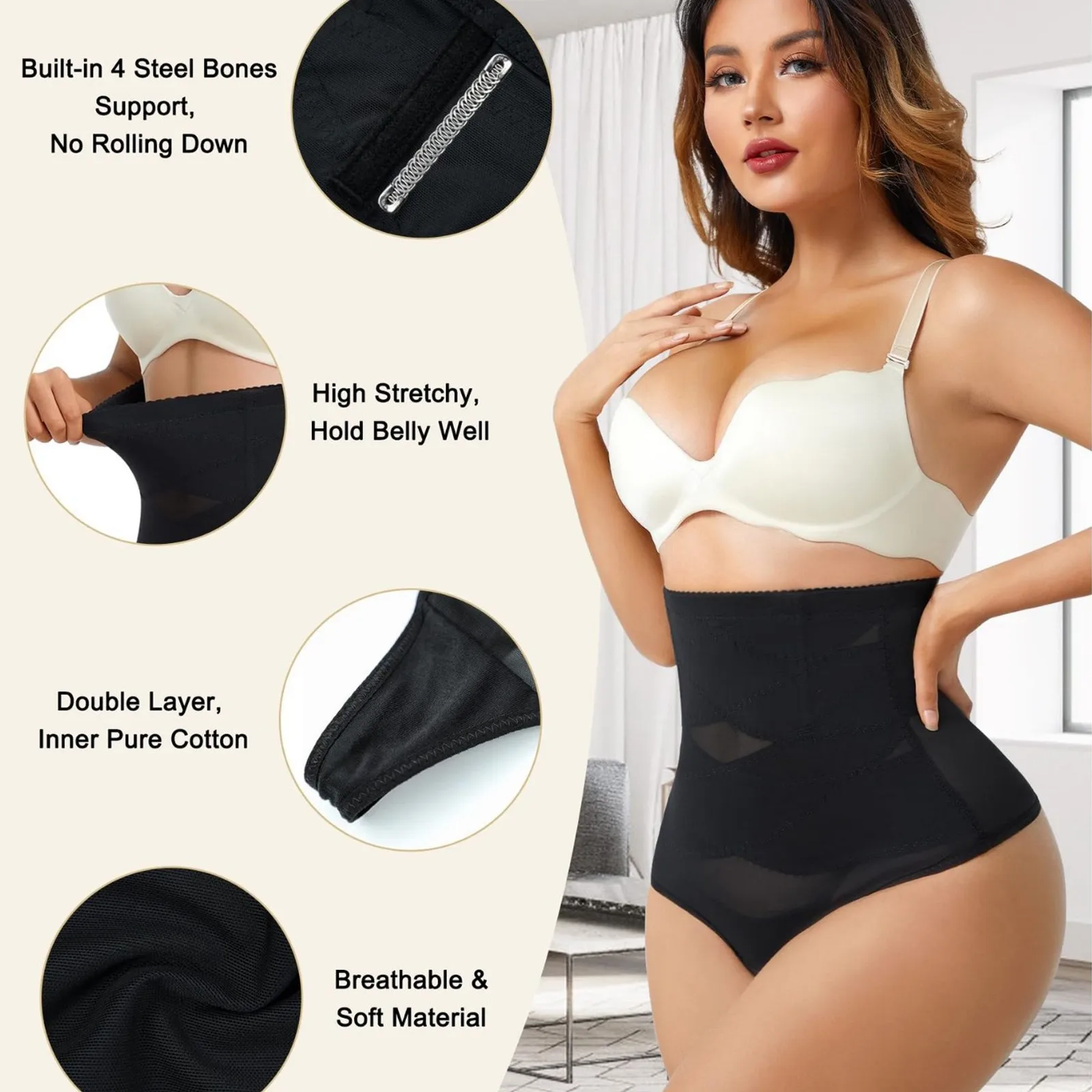 

Black Lace Splicing Lifts Shapes Panties Hip Lift Body Shapewear High Waisted Stomach Tight Sexy Underwear For Women