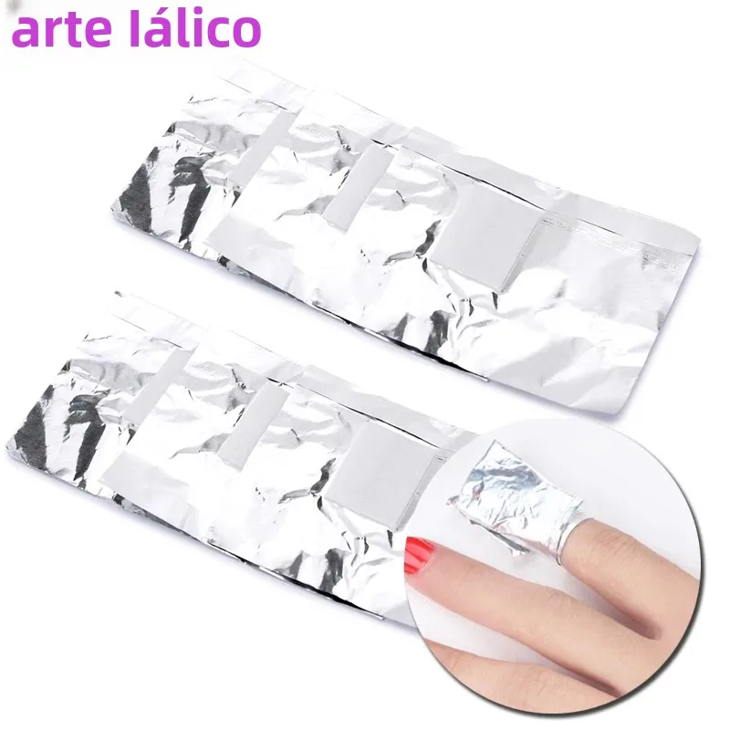 100 Uds. Envolturas removedores de Arte de uñas de papel de aluminio con acetona para remojar esmalte de Gel UV acrílico toallitas de algodón herramientas para el cuidado de las uñas