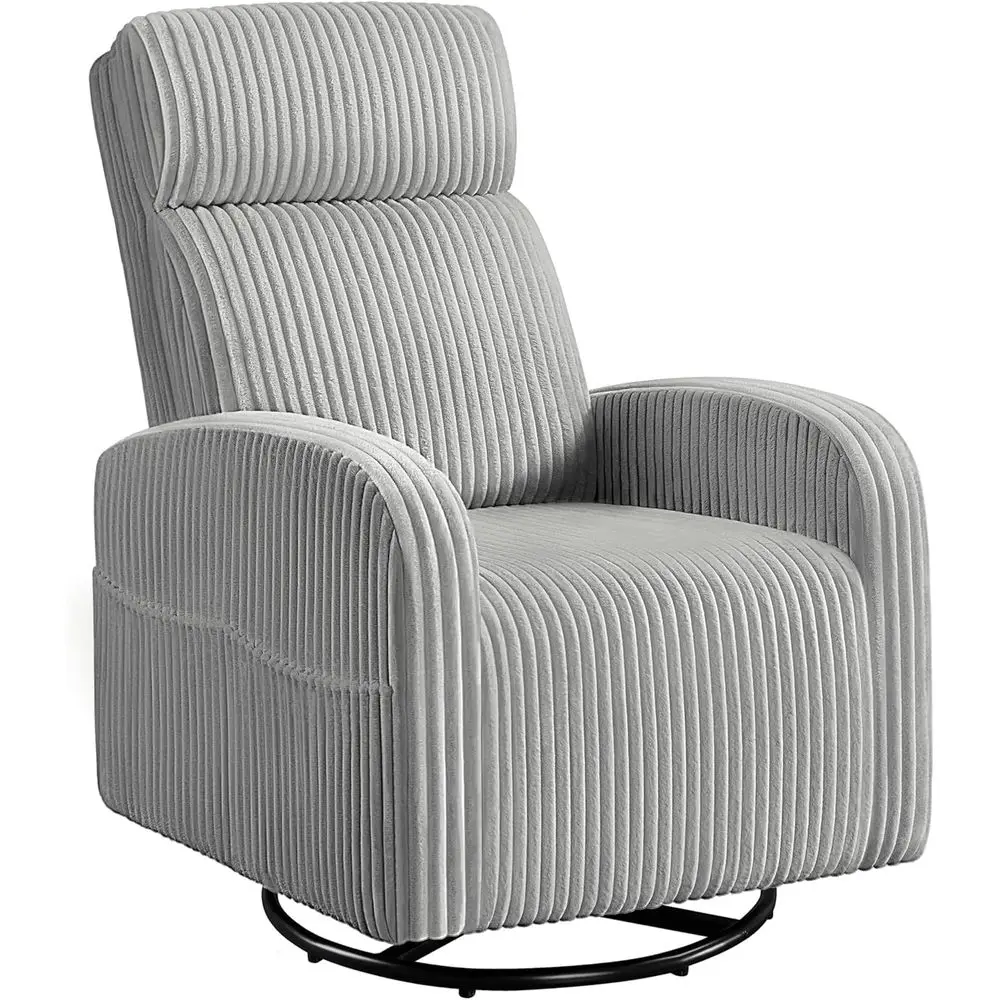 360° Swivel Nursing Chair with Side kets, Light Gray | Rocking Chair with High Backrest and Armrest, Corduroy Glider, 300lb acai