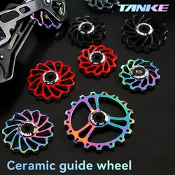 TANKE MTB Bicycle Rear Derailleur Jockey Wheel Ceramic Bearing Pulley AL7075 CNC Road Bike Guide Roller Idler 11T 13T 15T 17T