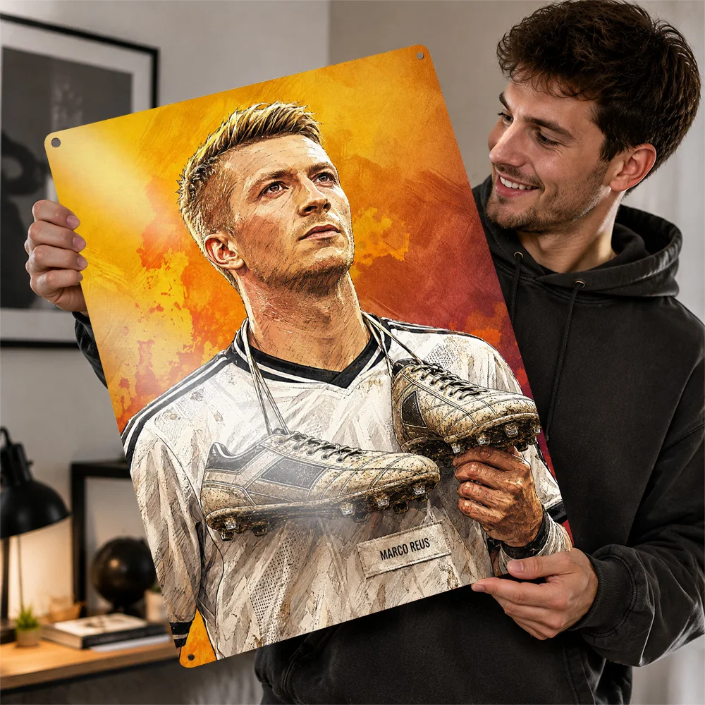 Marco Reus Football Textured Poster Customized Metal Tin Sign Club Legacy Style Wall Art Ideal For Supporter Corner Or Bedroom