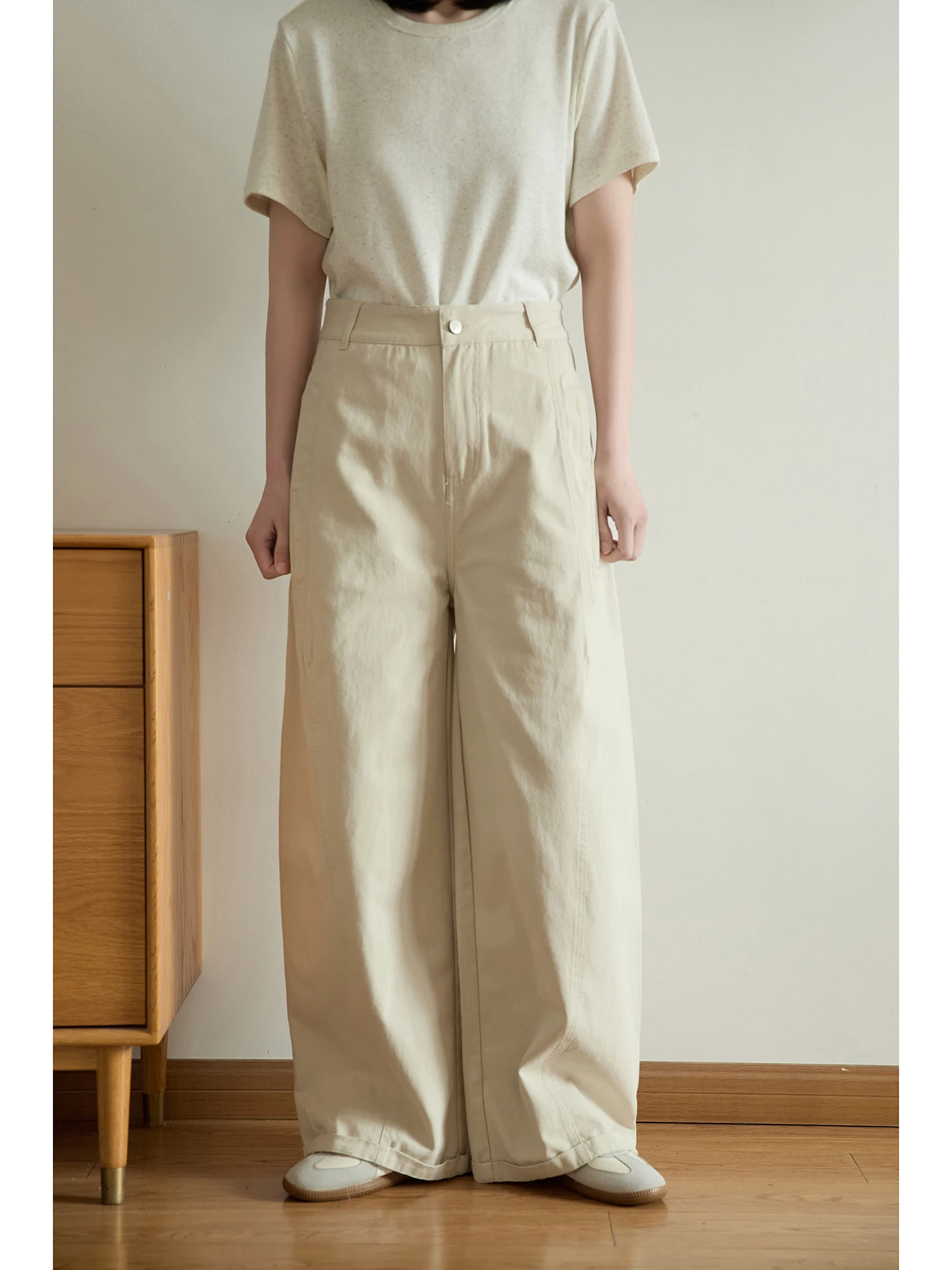 

Брюки прямого кроя с высокой талией, однотонные, с эффектом стройности, в японском стиле, длинные, повседневные, хлопковые, для женщин и студенток