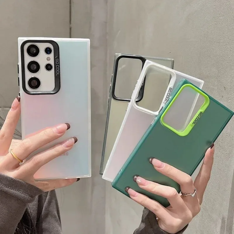 Contrast Color Matte Phone Case For Samsung Galaxy S26 Ultra S25 FE S24 Plus S26+ Frosted Full Pack Protector Back Cover