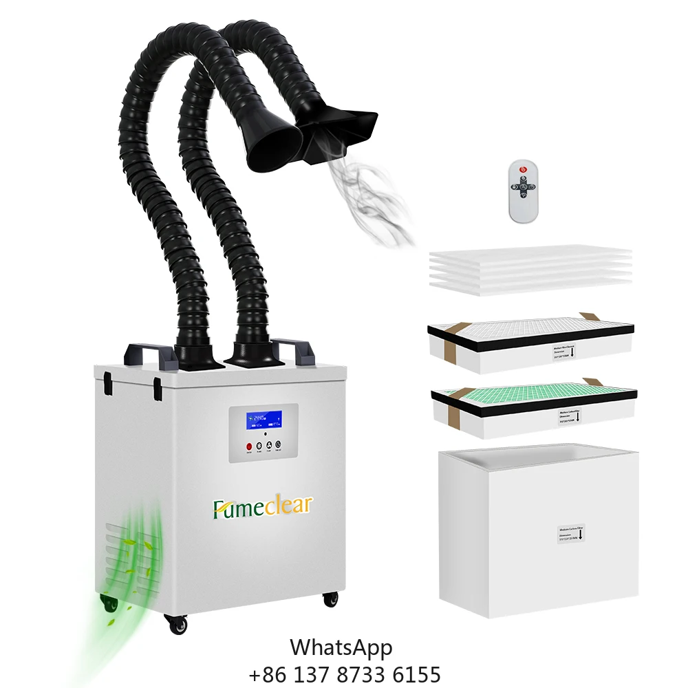 شفط قوي لحام الصناعية الدخان ومستخرج الغبار لتنقية الهواء مع أذرع مزدوجة لحام الطابعة ثلاثية الأبعاد بالليزر