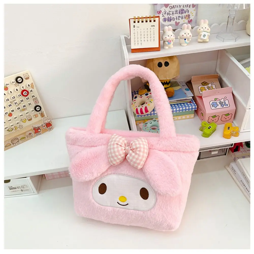 1 قطعة سانريو حقيبة قطيفة Kawaii كورومي سينامورول ميلودي الكرتون أنيمي حقيبة يد Crossbody مستحضرات التجميل السفر أكياس التسوق النساء الفتيات