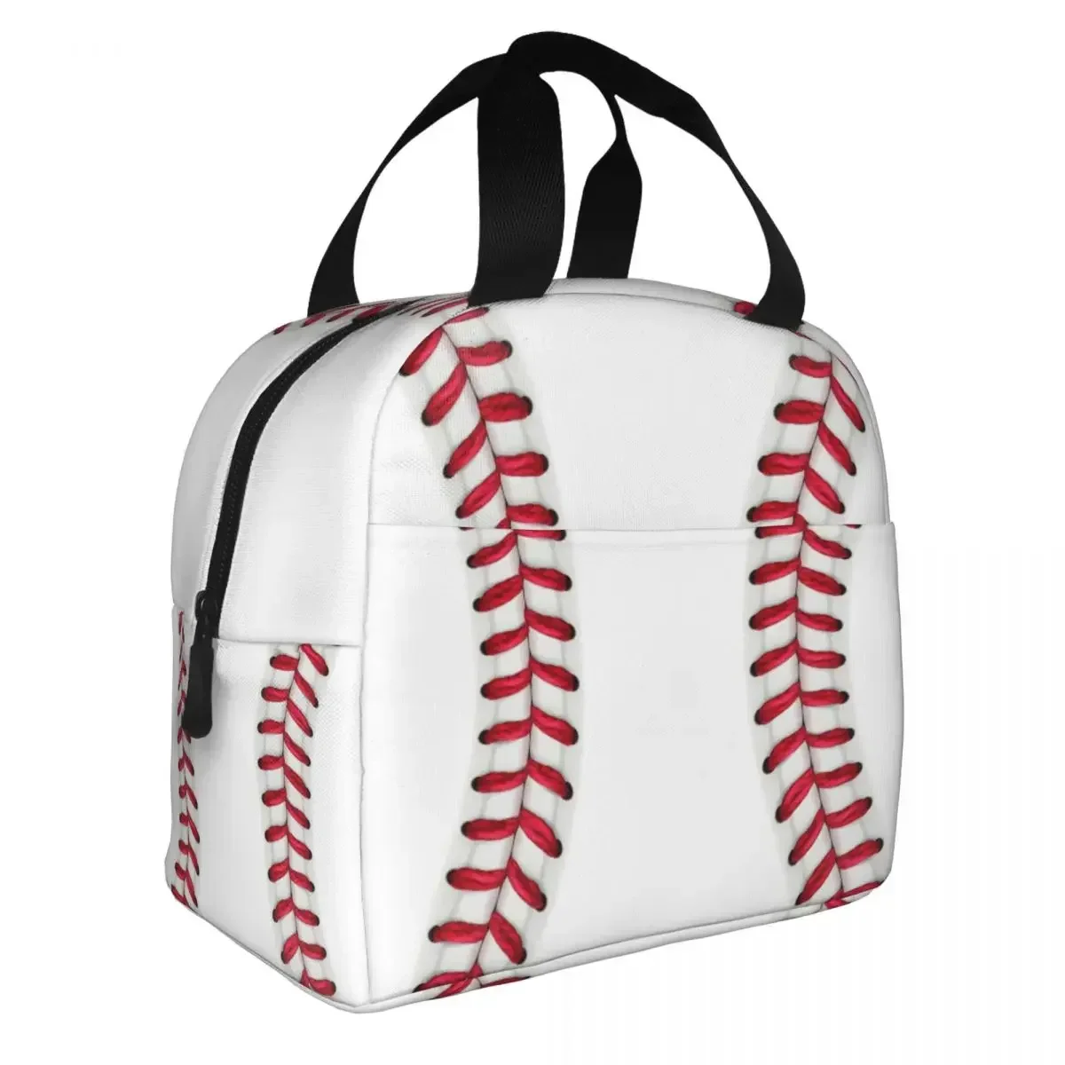 Baseball Lace Lunch Bag for Camping Travel Portable Picnic Insulated Cooler Thermal Lunch Box Women Kids Tote Container