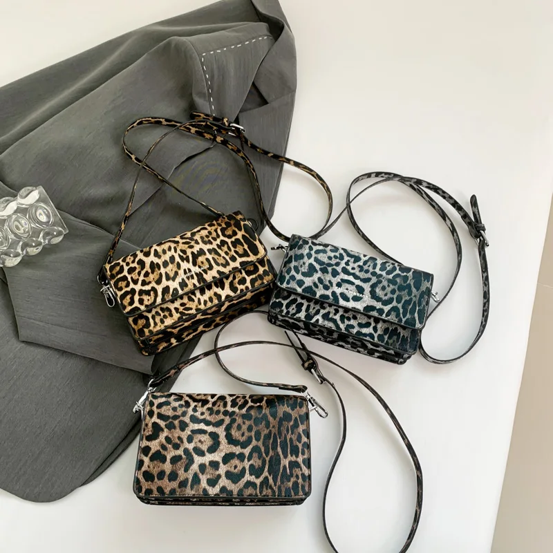 Mini Leopard Pu skórzane torby na ramię dla kobiet 2024 Y2k nowe koreańskie modne torebki i portmonetki damskie torba Crossbody z klapką