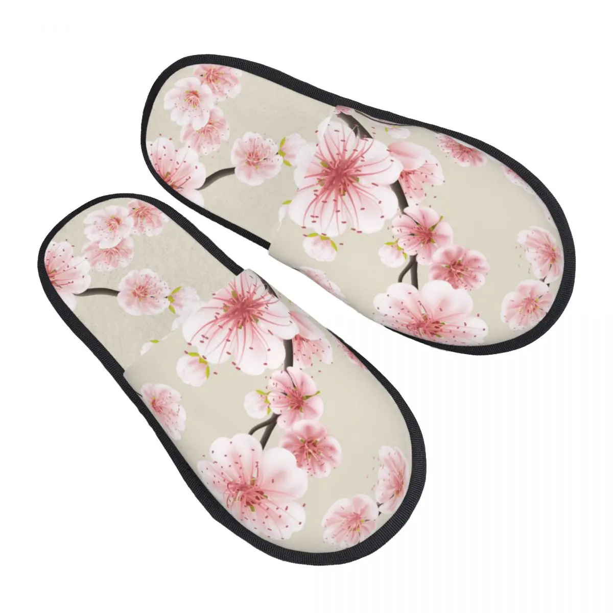 Men Women Plush Indoor Slippers Spring Sakura Blossom Japanese Cherry Symbolic Warm Soft Shoes Home Footwear Autumn Winter 2023